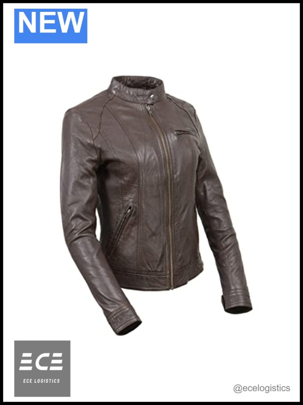 Women's Sheep Veg Tan Leather Moto Jacket Zip Front Casual Biker Coat